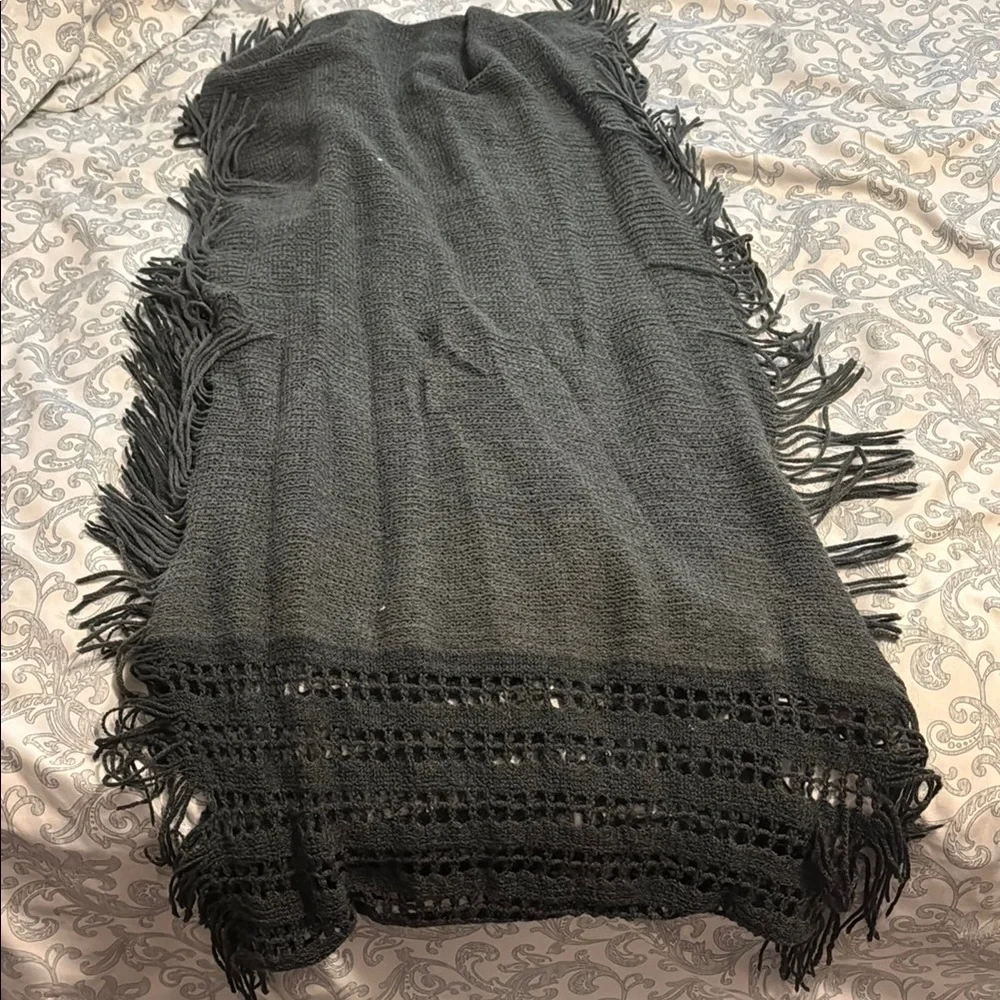 Chic Black Infinity Scarf with Fringe